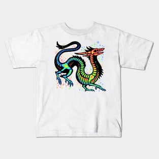 Rainbow Dragon Skeleton Kids T-Shirt